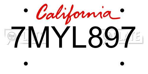 7MYL897 California License Plate