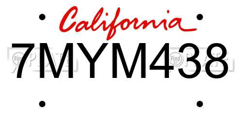 7MYM438 California License Plate