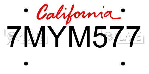 7MYM577 California License Plate