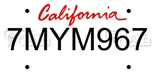 7MYM967 California License Plate