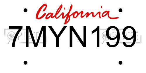 7MYN199 California License Plate