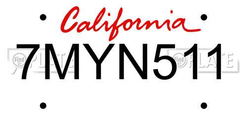7MYN511 California License Plate