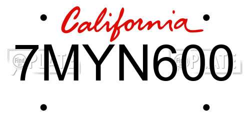 7MYN600 California License Plate