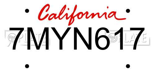 7MYN617 California License Plate