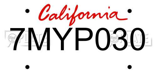 7MYP030 California License Plate
