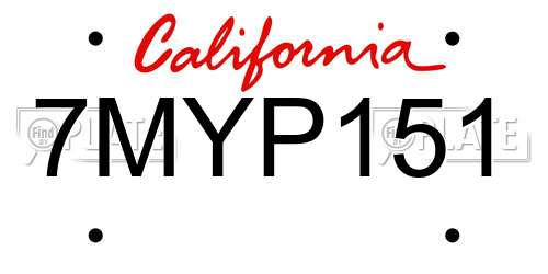 7MYP151 California License Plate