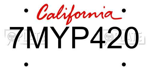 7MYP420 California License Plate