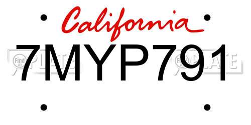 7MYP791 California License Plate