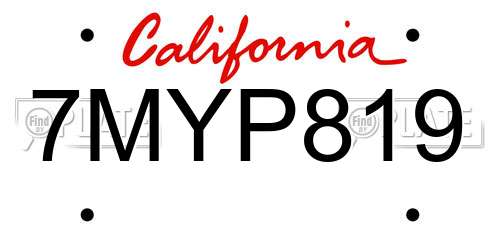 7MYP819 California License Plate