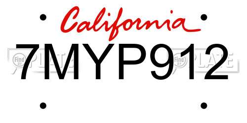 7MYP912 California License Plate