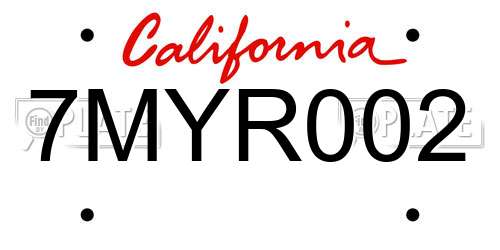 7MYR002 California License Plate
