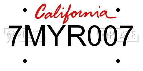 7MYR007 California License Plate