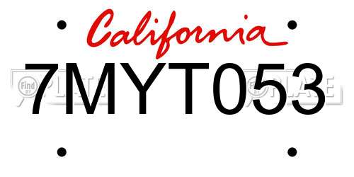 7MYT053 California License Plate
