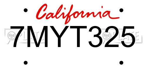 7MYT325 California License Plate
