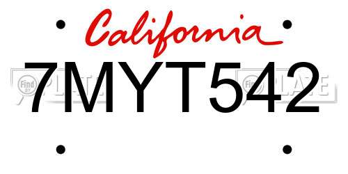 7MYT542 California License Plate