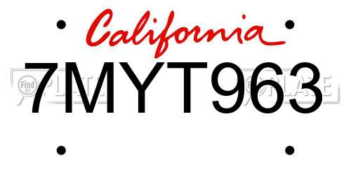 7MYT963 California License Plate
