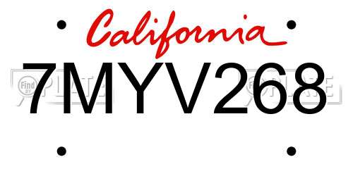 7MYV268 California License Plate