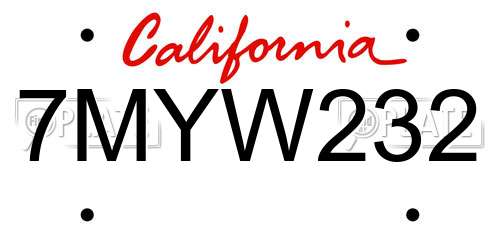 7MYW232 California License Plate