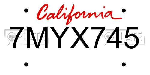 7MYX745 California License Plate
