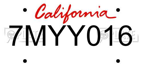 7MYY016 California License Plate