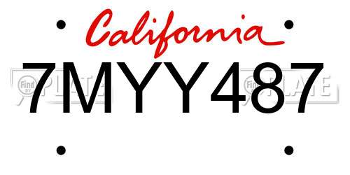 7MYY487 California License Plate