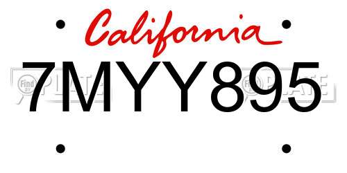 7MYY895 California License Plate