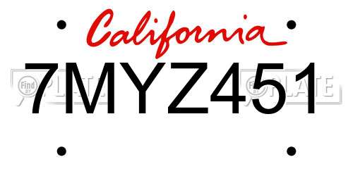 7MYZ451 California License Plate