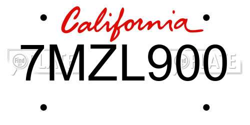 7MZL900 California License Plate
