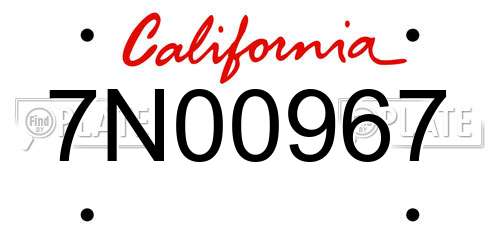7N00967 California License Plate