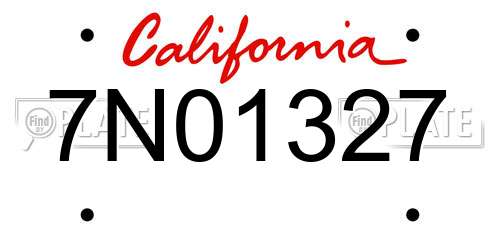 7N01327 California License Plate