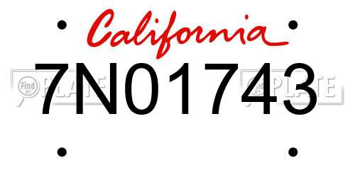 7N01743 California License Plate