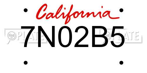 7N02B5 California License Plate
