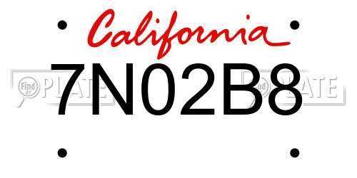 7N02B8 California License Plate