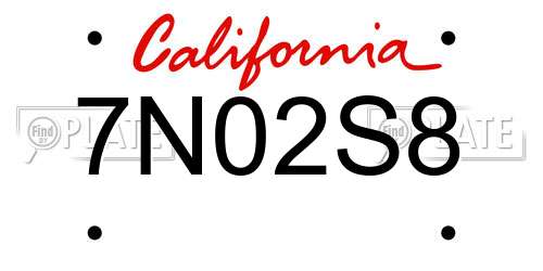 7N02S8 California License Plate