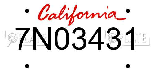 7N03431 California License Plate