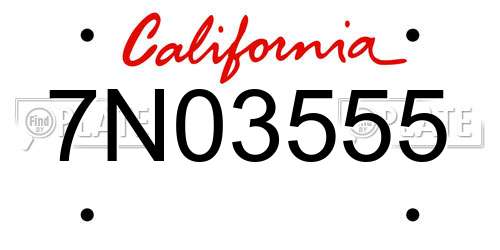 7N03555 California License Plate