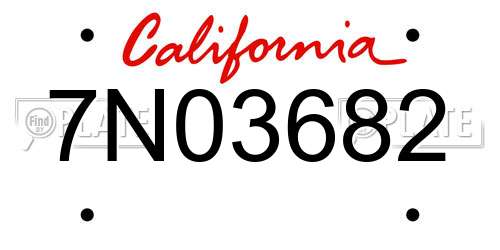 7N03682 California License Plate