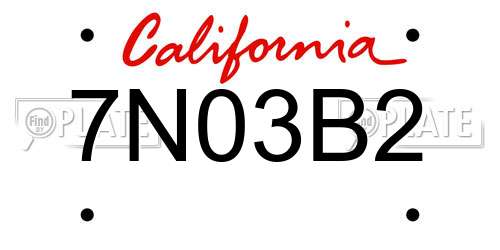 7N03B2 California License Plate