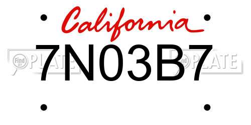 7N03B7 California License Plate