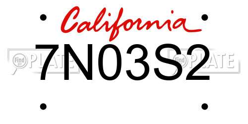 7N03S2 California License Plate