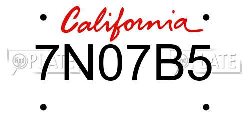 7N07B5 California License Plate