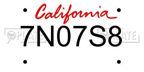 7N07S8 California License Plate
