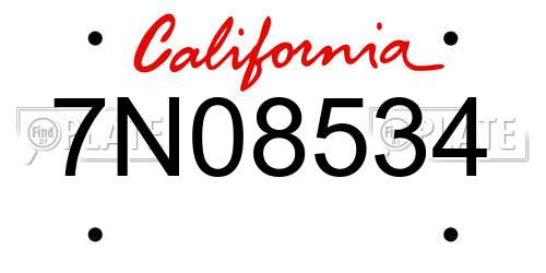 7N08534 California License Plate