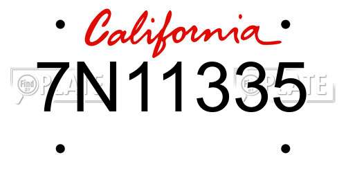 7N11335 California License Plate