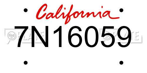 7N16059 California License Plate