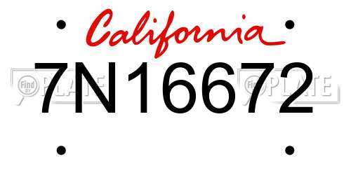 7N16672 California License Plate