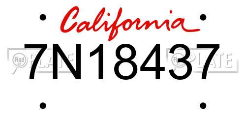 7N18437 California License Plate