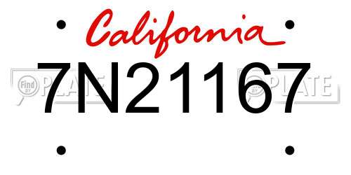 7N21167 California License Plate