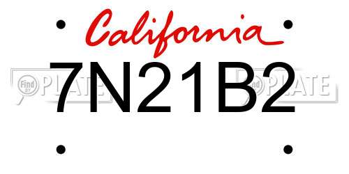 7N21B2 California License Plate