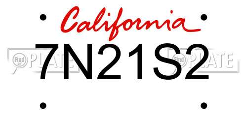 7N21S2 California License Plate
